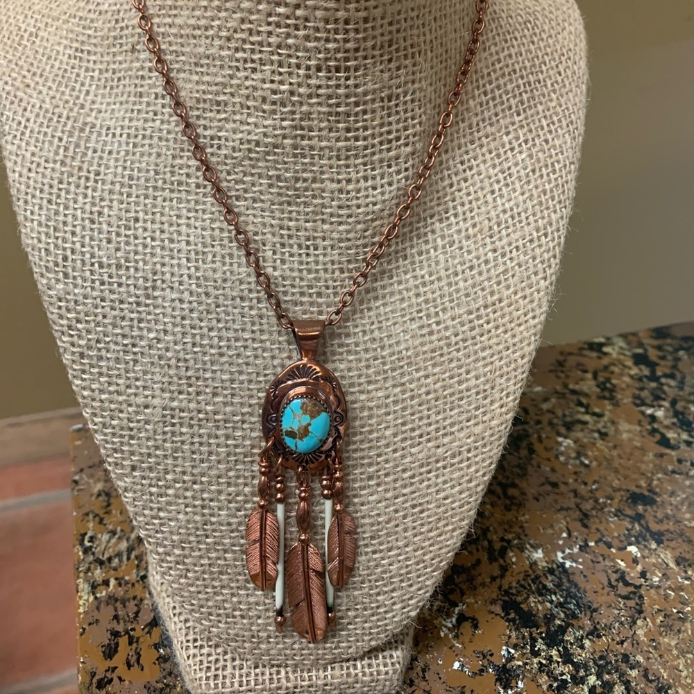 Real turquoise handmade necklace Native American Jeweler